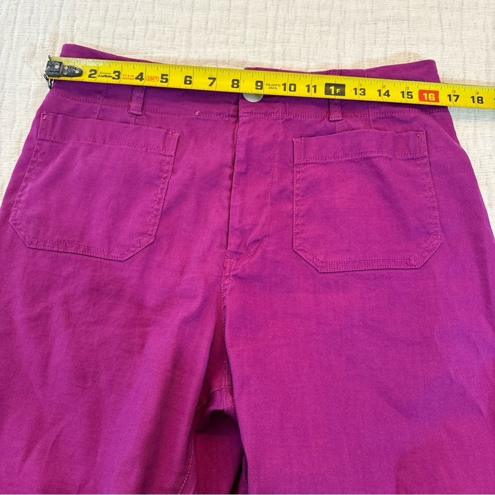 Maeve Anthropologie Purple The Colette Cropped Linen Wide Leg Pants Size 12P - Picture 11 of 13